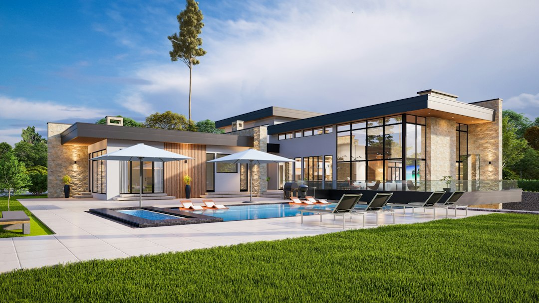 Architettura contemporanea con piscina